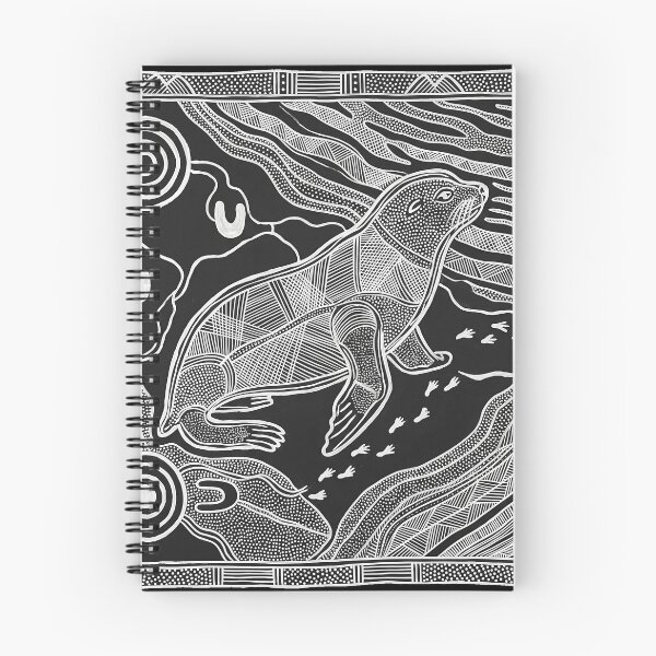 Item preview, Australian Fur Seal - Aboriginal Dot Art and Rarrk Marine Wildlife Print designed and sold by FreiherrPK.
