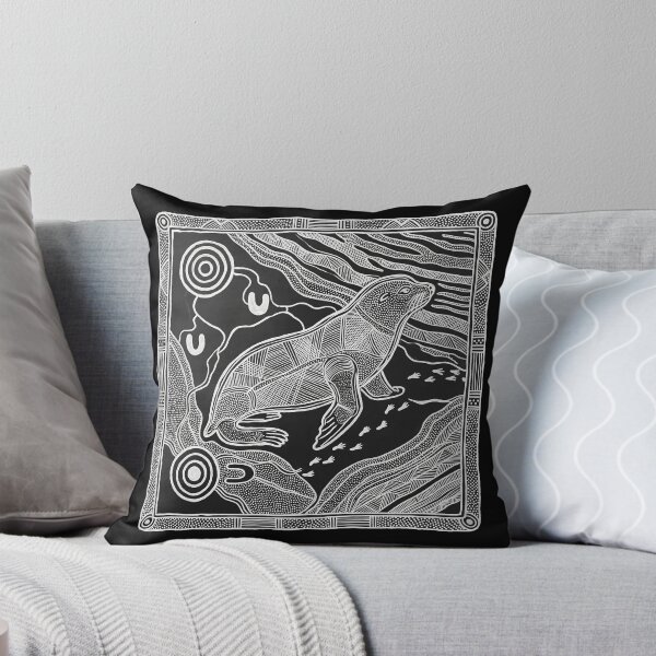 Item preview, Australian Fur Seal - Aboriginal Dot Art and Rarrk Marine Wildlife Print designed and sold by FreiherrPK.