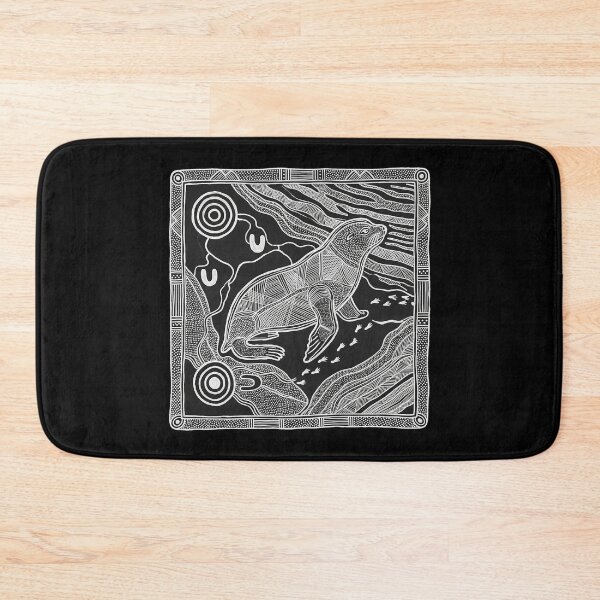 Item preview, Australian Fur Seal - Aboriginal Dot Art and Rarrk Marine Wildlife Print designed and sold by FreiherrPK.