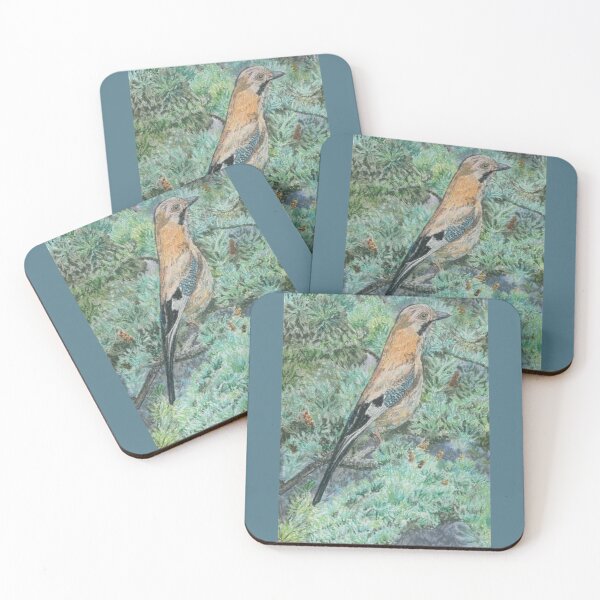 Item preview, European Jay in the Woodlands: Oil Pastels designed and sold by Charlotte's Shop of Bird Stuff.