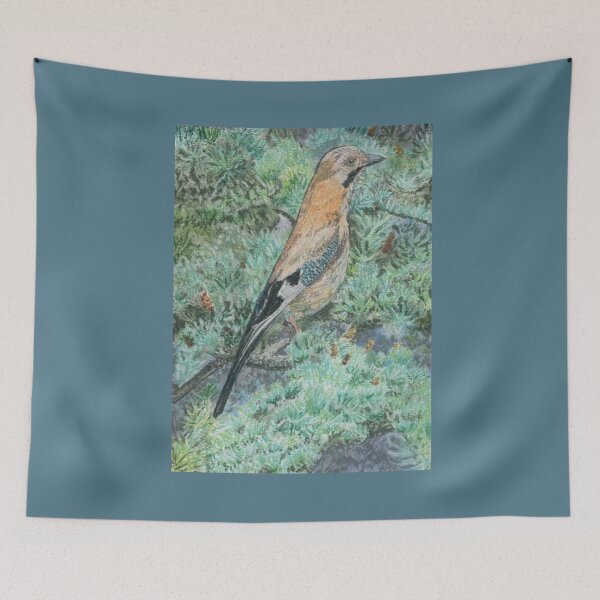 Aperçu de l'œuvre Geai d'Europe dans les bois : Pastels à l'huile créée et vendue par Charlotte's Shop of Bird Stuff.