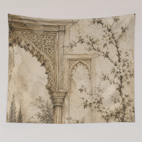 Item preview, Mughal Arch Watercolour Painting with Blooming Branches designed and sold by Jozefin's Studio.