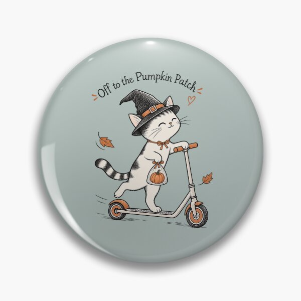 Item preview, Off to the Pumpkin Patch Cat – Cute Autumn Scooter Illustration designed and sold by Verycutethings.