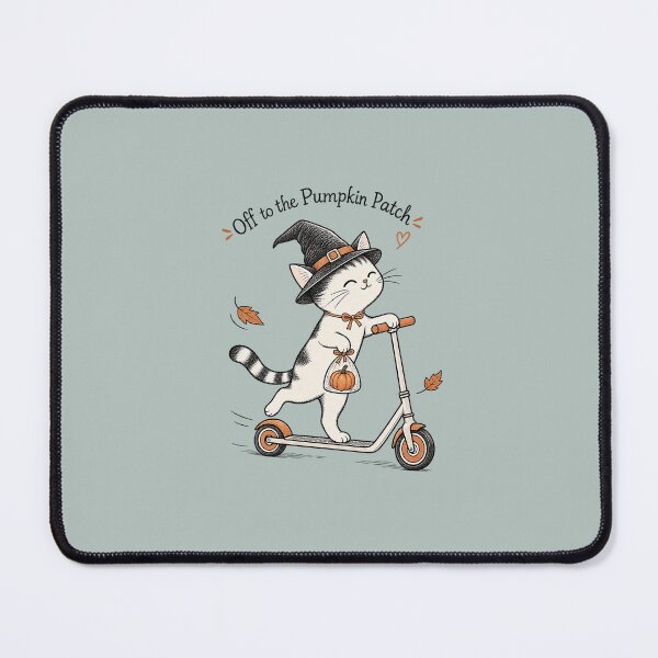 Item preview, Off to the Pumpkin Patch Cat – Cute Autumn Scooter Illustration designed and sold by Verycutethings.