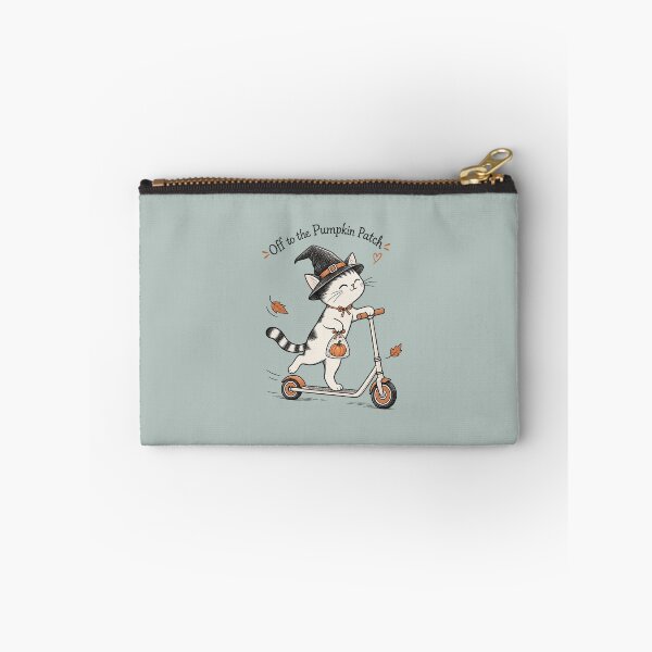 Item preview, Off to the Pumpkin Patch Cat – Cute Autumn Scooter Illustration designed and sold by Verycutethings.