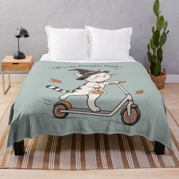 Item preview, Off to the Pumpkin Patch Cat – Cute Autumn Scooter Illustration designed and sold by Verycutethings.