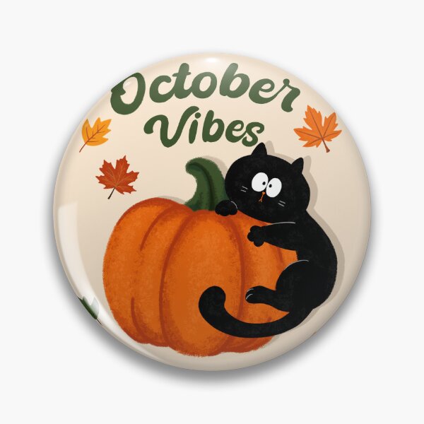 Item preview, October Vibes Black Cat Fall Pumpkin designed and sold by Moody Critters.