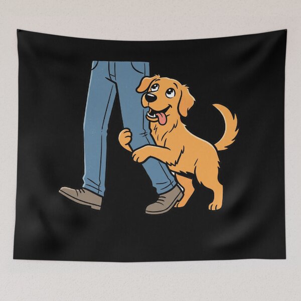 Item preview, Cute Clingy Golden Retriever Puppy Hugging Leg Wholesome Dog Retro Aesthetic designed and sold by mood-draftsman.