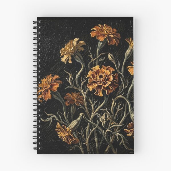 Item preview, Tagetes Botanical Still Life - Dark Baroque Marigold Oil Painting Print designed and sold by FreiherrPK.