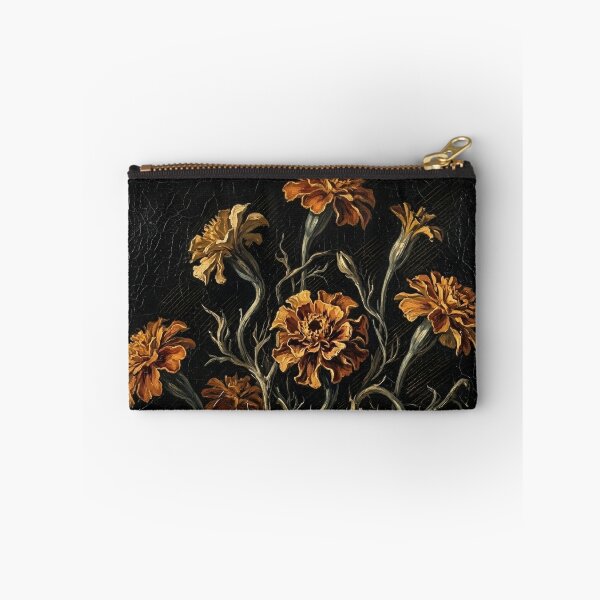 Item preview, Tagetes Botanical Still Life - Dark Baroque Marigold Oil Painting Print designed and sold by FreiherrPK.