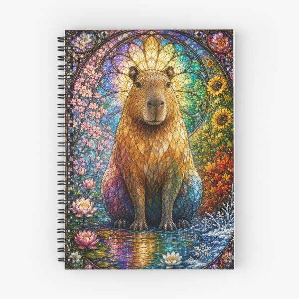 Item preview, The Capybara of the Four Seasons – Natural Serenity in Stained Glass designed and sold by Pixel Otaku Gallery.