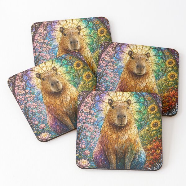 Item preview, The Capybara of the Four Seasons – Natural Serenity in Stained Glass designed and sold by Pixel Otaku Gallery.
