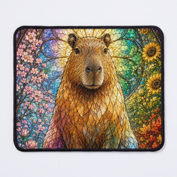 Item preview, The Capybara of the Four Seasons – Natural Serenity in Stained Glass designed and sold by Pixel Otaku Gallery.