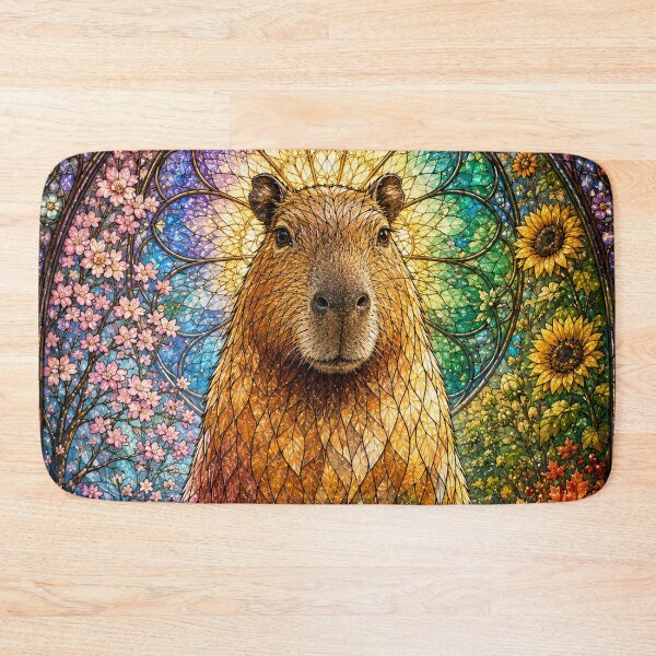 Item preview, The Capybara of the Four Seasons – Natural Serenity in Stained Glass designed and sold by Pixel Sakura Gallery.