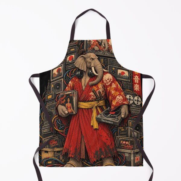 Item preview, Samurai Elephant DJ Disco Ronin - Japanese Elephant Vinyl Art designed and sold by BRTHRCNK01.