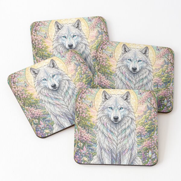 Item preview, The Guardian Wolf of Spring – Wild Spirit of Flowers designed and sold by Pixel Otaku Gallery.