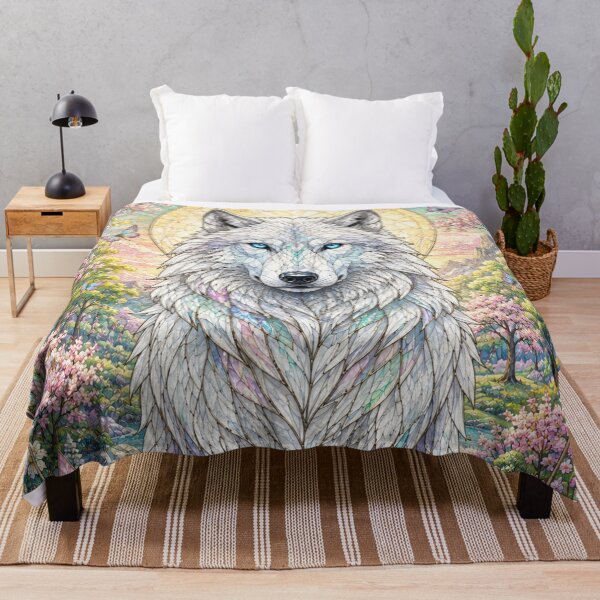 Item preview, The Guardian Wolf of Spring – Wild Spirit of Flowers designed and sold by Pixel Sakura Gallery.