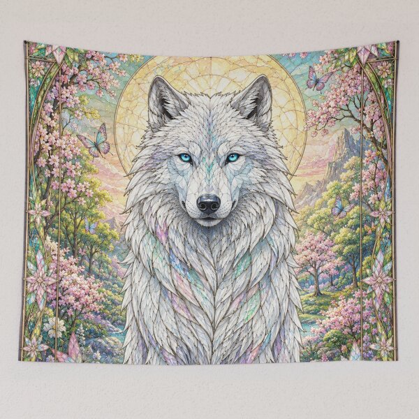 Item preview, The Guardian Wolf of Spring – Wild Spirit of Flowers designed and sold by Pixel Sakura Gallery.