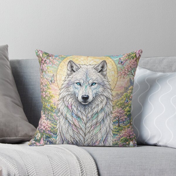 Item preview, The Guardian Wolf of Spring – Wild Spirit of Flowers designed and sold by Pixel Otaku Gallery.