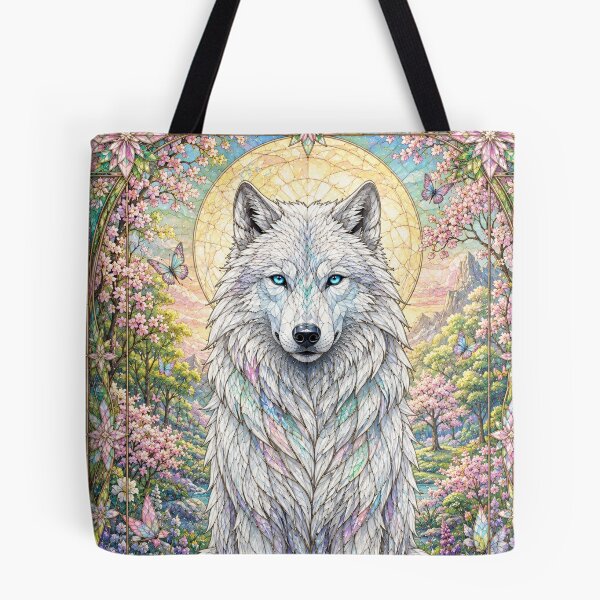 Item preview, The Guardian Wolf of Spring – Wild Spirit of Flowers designed and sold by Pixel Sakura Gallery.