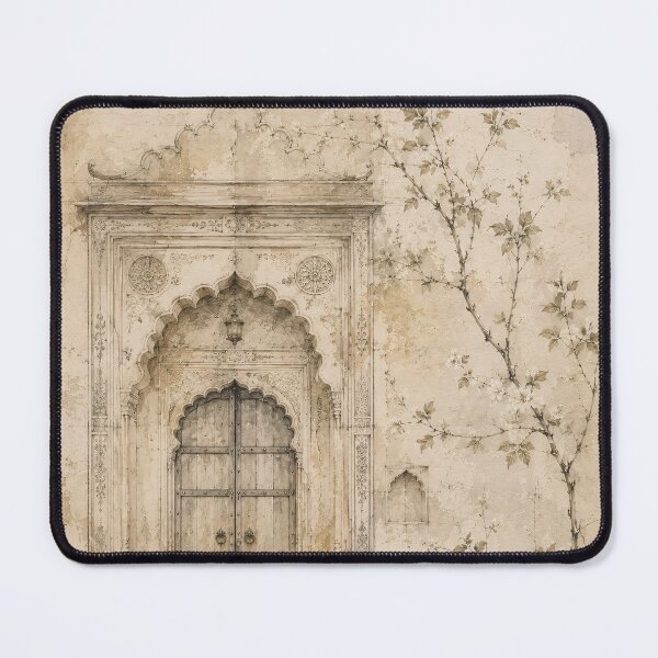 Item preview, Vintage Mughal Doorway Botanical Sepia Fresco Art designed and sold by Jozefin's Studio.