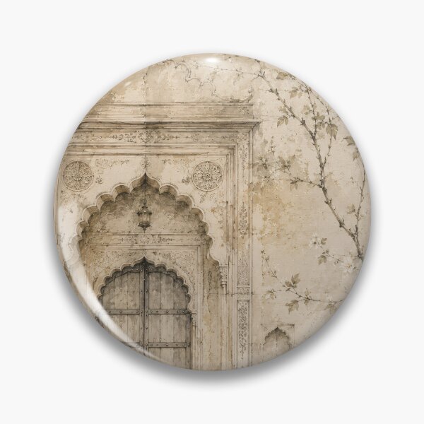 Item preview, Vintage Mughal Doorway Botanical Sepia Fresco Art designed and sold by Jozefin's Studio.