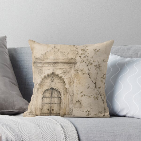 Item preview, Vintage Mughal Doorway Botanical Sepia Fresco Art designed and sold by Jozefin's Studio.