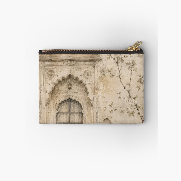 Item preview, Vintage Mughal Doorway Botanical Sepia Fresco Art designed and sold by Jozefin's Studio.