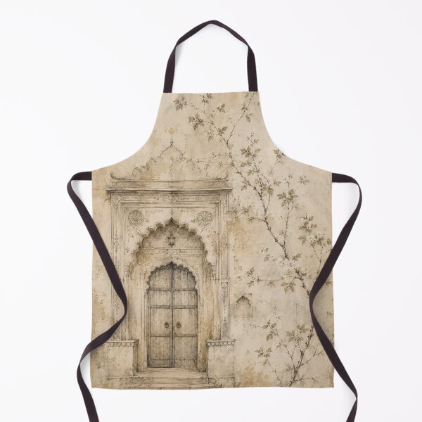 Item preview, Vintage Mughal Doorway Botanical Sepia Fresco Art designed and sold by Jozefin's Studio.