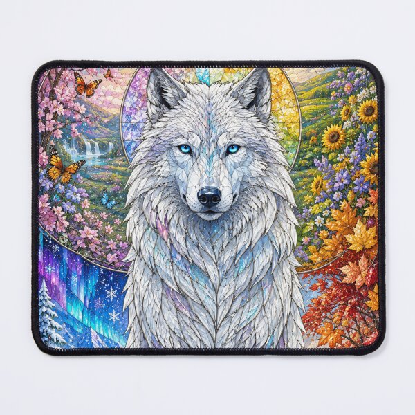 Item preview, The Guardian Wolf of the Four Seasons – Eternal Protector of Nature designed and sold by Pixel Sakura Gallery.