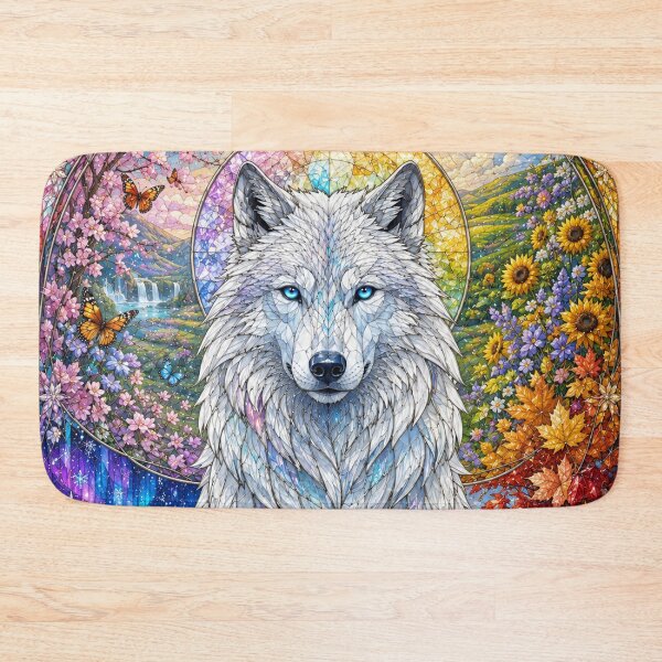 Item preview, The Guardian Wolf of the Four Seasons – Eternal Protector of Nature designed and sold by Pixel Sakura Gallery.