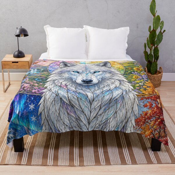 Item preview, The Guardian Wolf of the Four Seasons – Eternal Protector of Nature designed and sold by Pixel Sakura Gallery.