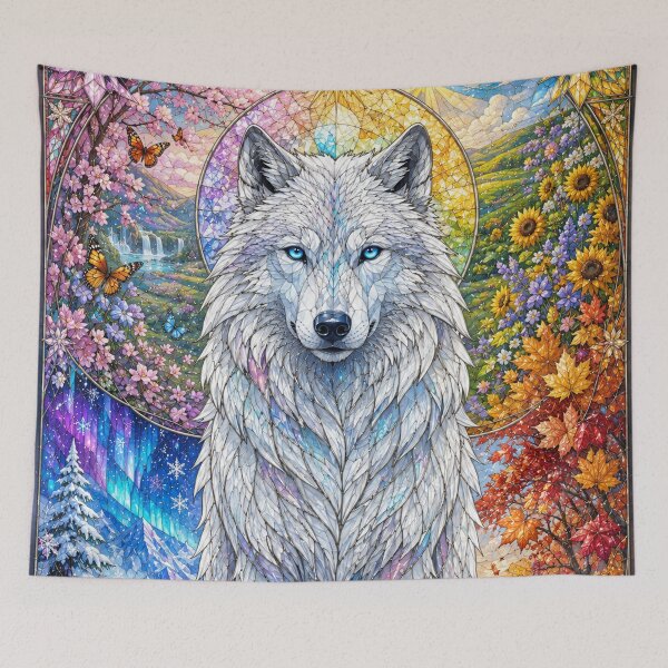 Item preview, The Guardian Wolf of the Four Seasons – Eternal Protector of Nature designed and sold by Pixel Otaku Gallery.