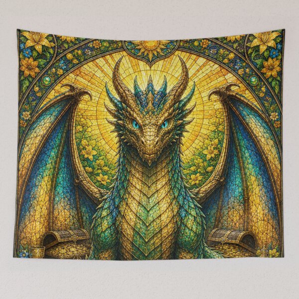 Item preview, The Guardian of Summer Gold – Stained Glass Solar Dragon designed and sold by Pixel Otaku Gallery.