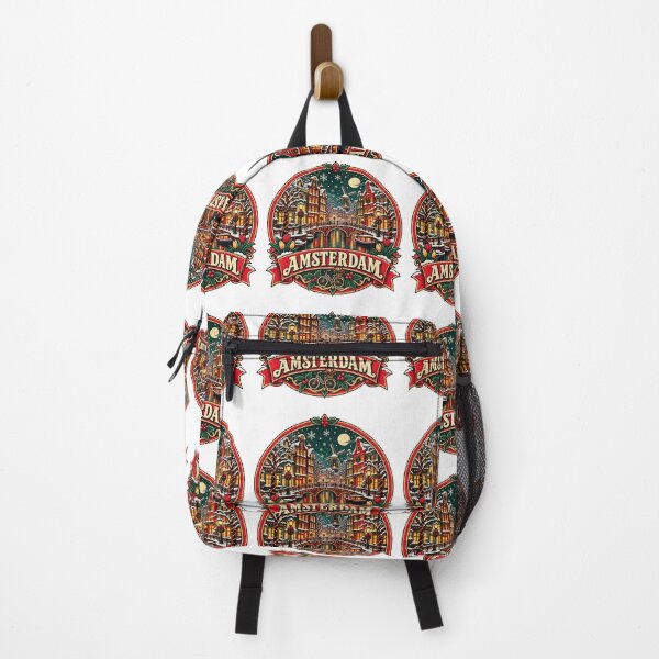 Aperçu de l'œuvre Amsterdam Noël Pays-Bas Design de voyage vintage créée et vendue par Globalcitytees.