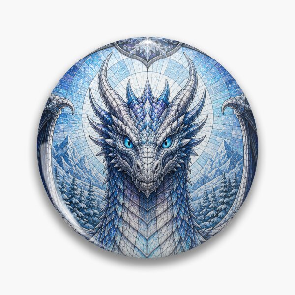 Item preview, The Guardian of Winter's Gold – Stained-Glass Ice Dragon designed and sold by Pixel Otaku Gallery.