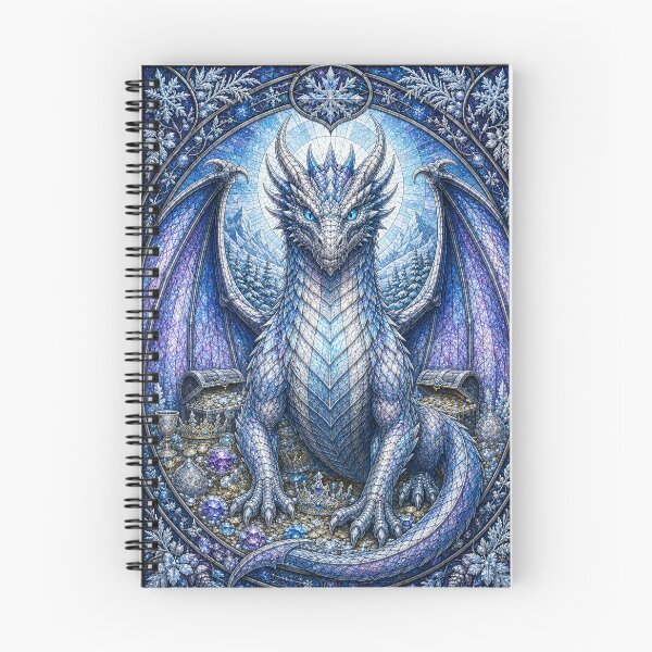 Item preview, The Guardian of Winter's Gold – Stained-Glass Ice Dragon designed and sold by Pixel Sakura Gallery.