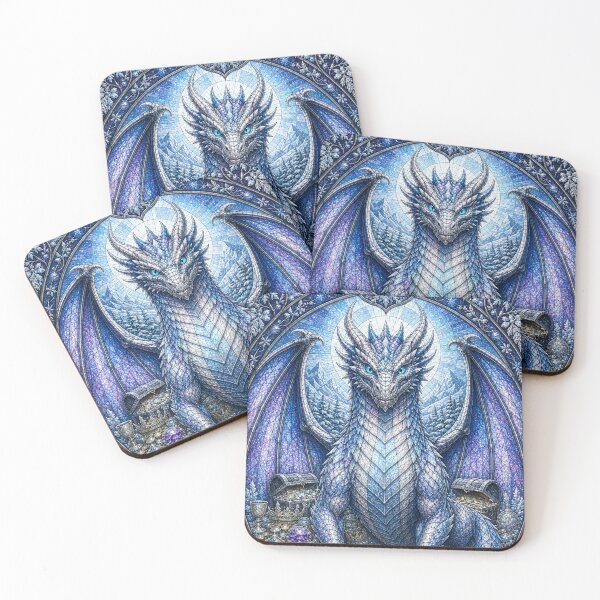 Item preview, The Guardian of Winter's Gold – Stained-Glass Ice Dragon designed and sold by Pixel Sakura Gallery.