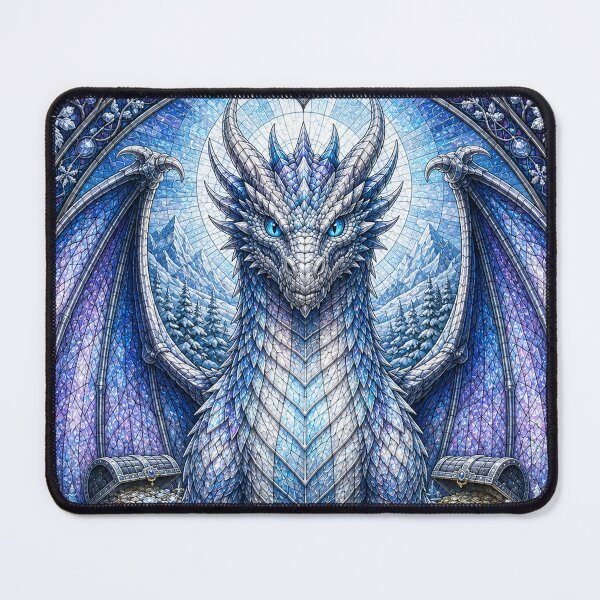 Item preview, The Guardian of Winter's Gold – Stained-Glass Ice Dragon designed and sold by Pixel Sakura Gallery.