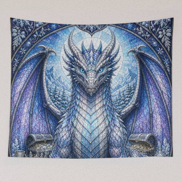 Item preview, The Guardian of Winter's Gold – Stained-Glass Ice Dragon designed and sold by Pixel Otaku Gallery.