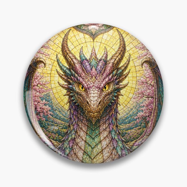 Item preview, The Guardian of Spring's Gold – Stained Glass Floral Dragon designed and sold by Pixel Otaku Gallery.