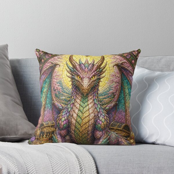 Item preview, The Guardian of Spring's Gold – Stained Glass Floral Dragon designed and sold by Pixel Sakura Gallery.