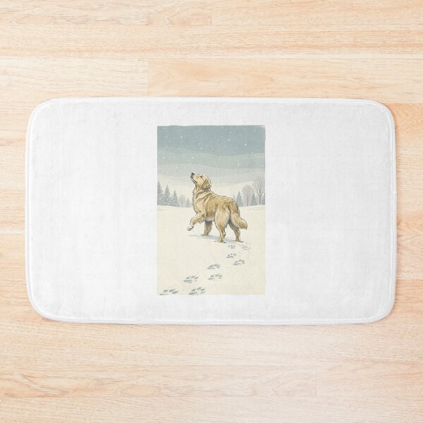 Item preview, Golden Retriever First Snow Winter Forest Dog Tracks Vintage Aesthetic designed and sold by mood-draftsman.