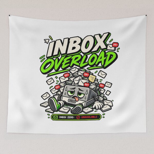 Item preview, Inbox Overload – Retro Pixel Email Humor designed and sold by Mad Factory Designs.