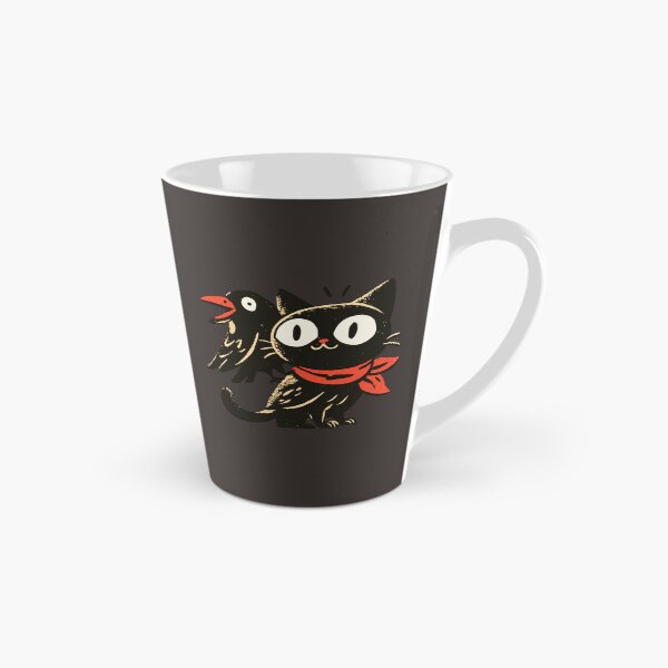 Item preview, Spooky Black Cat Crow Friend Retro Folk Art Graphic Print designed and sold by Catophile.