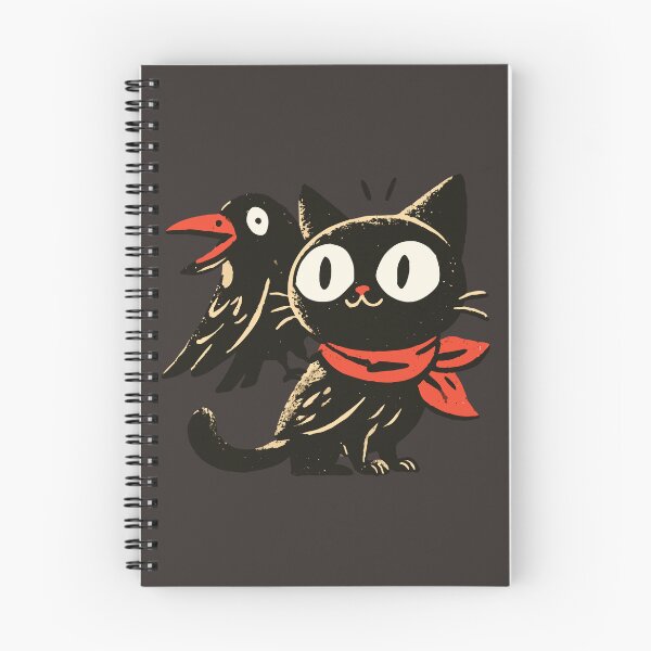 Item preview, Spooky Black Cat Crow Friend Retro Folk Art Graphic Print designed and sold by Catophile.