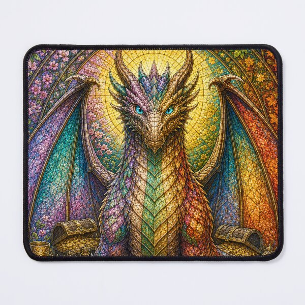 Item preview, The Guardian Dragon of the Four Seasons – Eternal Treasure in Stained Glass designed and sold by Pixel Otaku Gallery.