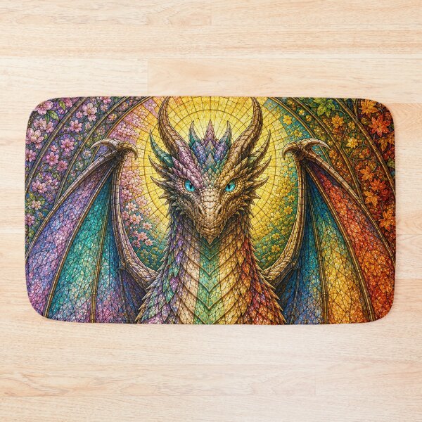 Item preview, The Guardian Dragon of the Four Seasons – Eternal Treasure in Stained Glass designed and sold by Pixel Sakura Gallery.