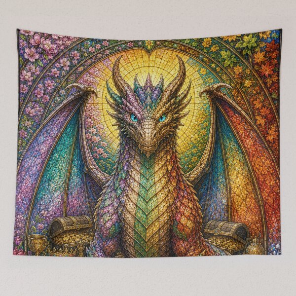 Item preview, The Guardian Dragon of the Four Seasons – Eternal Treasure in Stained Glass designed and sold by Pixel Otaku Gallery.