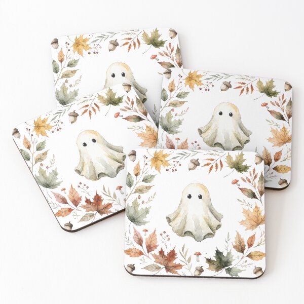 Item preview, Cute Watercolor Autumn Ghost Wreath designed and sold by Angellacelin.